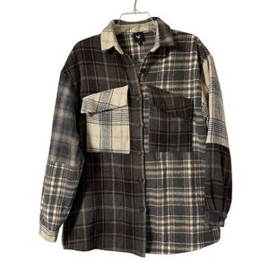 NU Denmark Mix Button Down Shirt Shacket Size Small